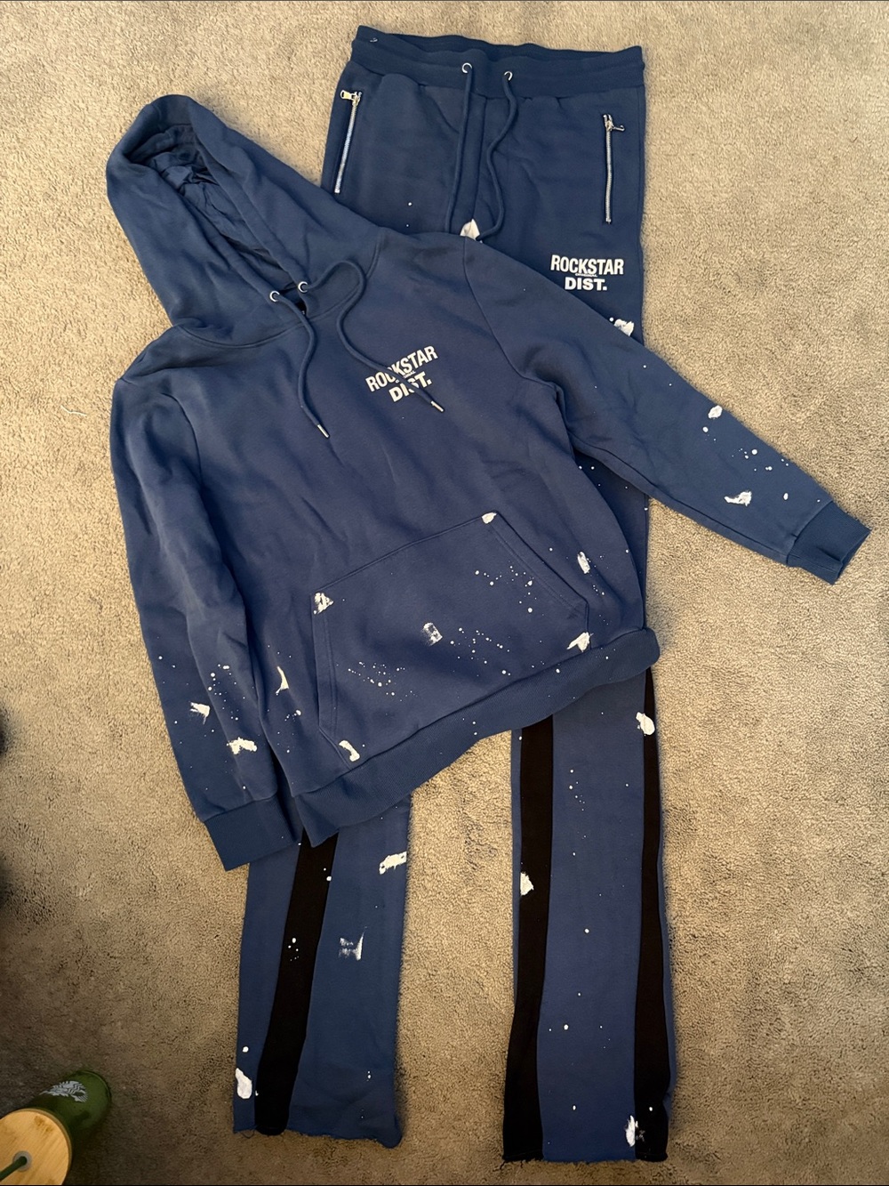 Women’s Blue Jogger Pants - Paint-Splatter Detail